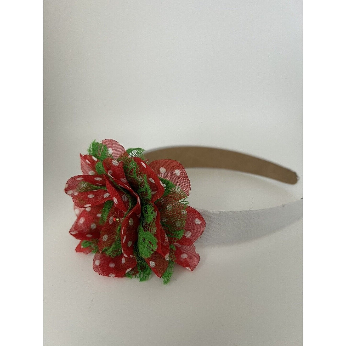 Christmas headband Woman girls Red And Rhinestones Flower Green Dots