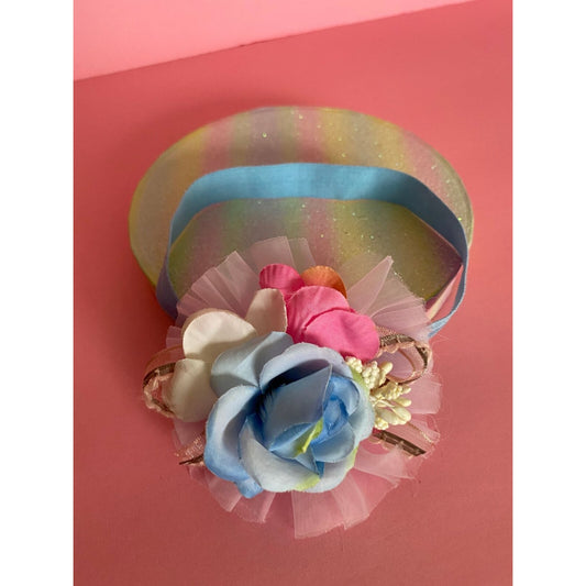 Baby Girl Blue Headband pink and white