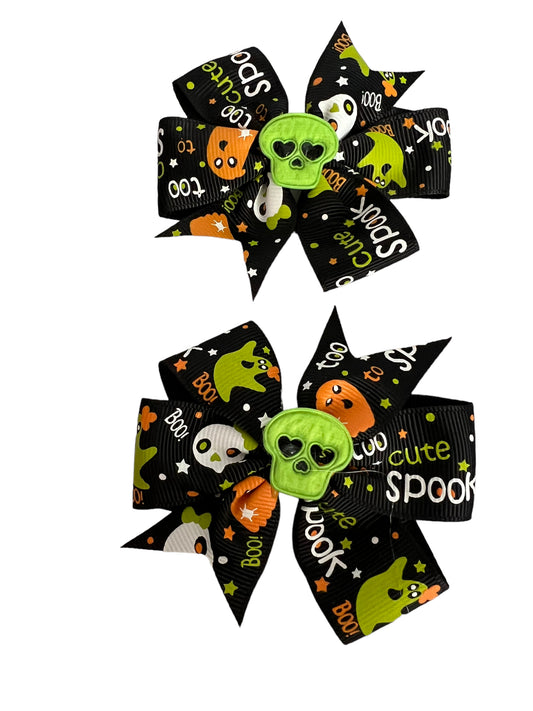 Fall Halloween Skull  & Bow Decor Alligator Hair Clip, 3.1 inches