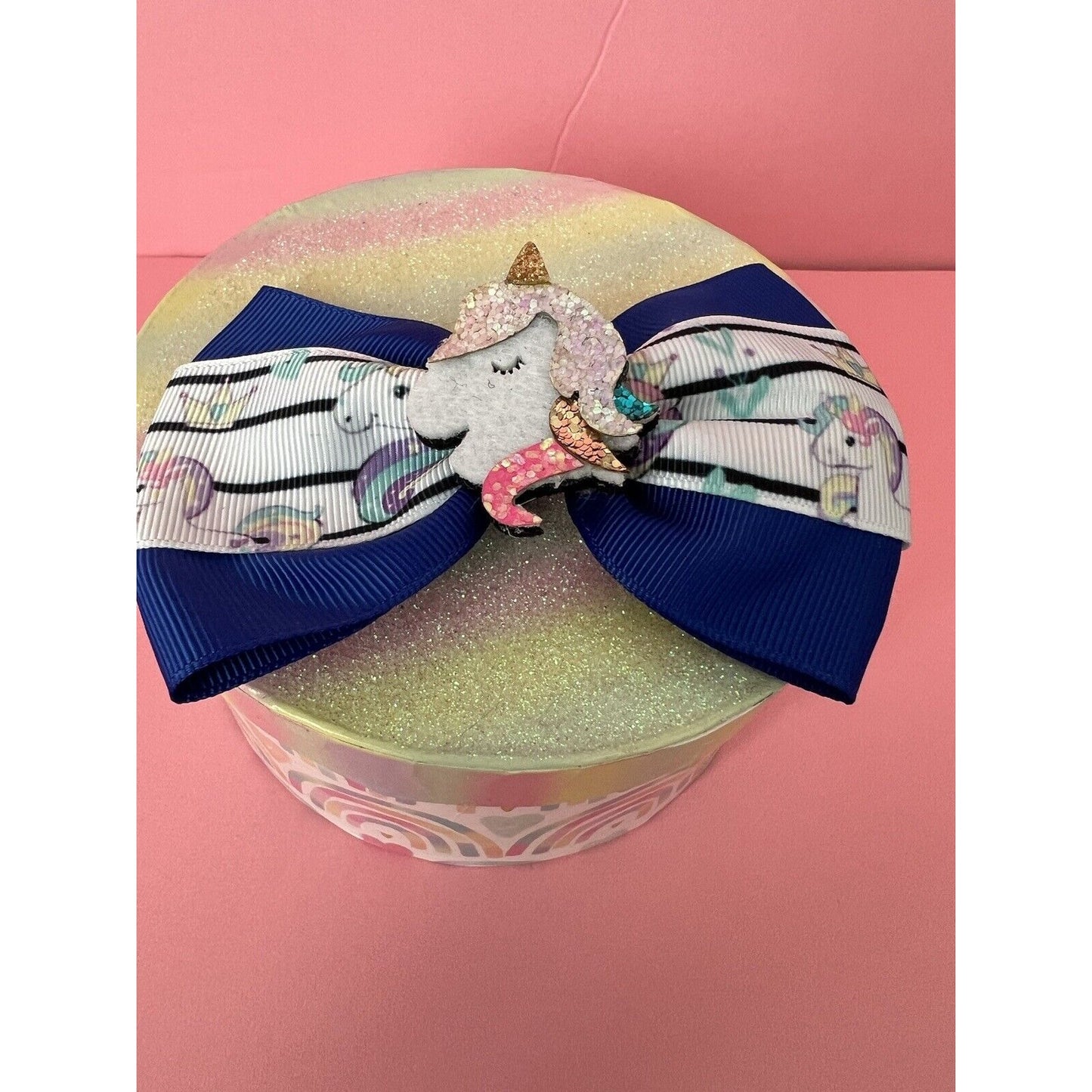 Girls Blue Multicolor Unicorn Hair Clip  4”