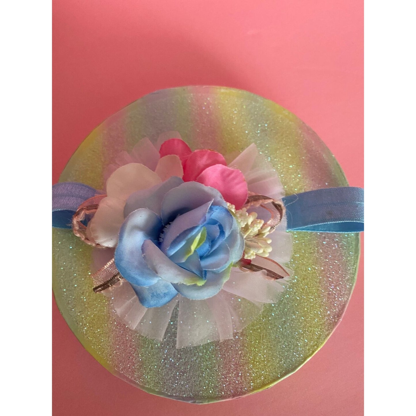 Baby Girl Blue Headband pink and white