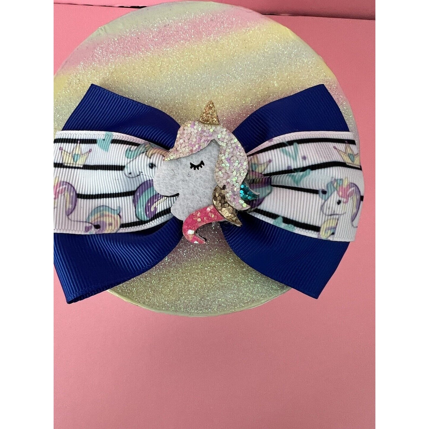 Girls Blue Multicolor Unicorn Hair Clip  4”