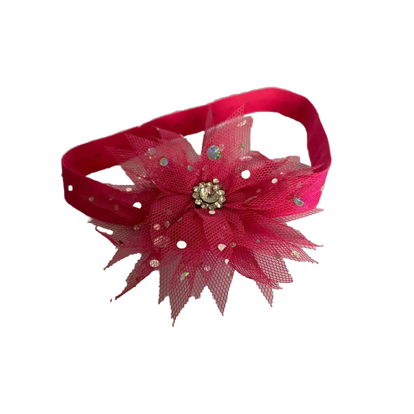 Baby  Girl Pink Flower Crytal Bow Headband