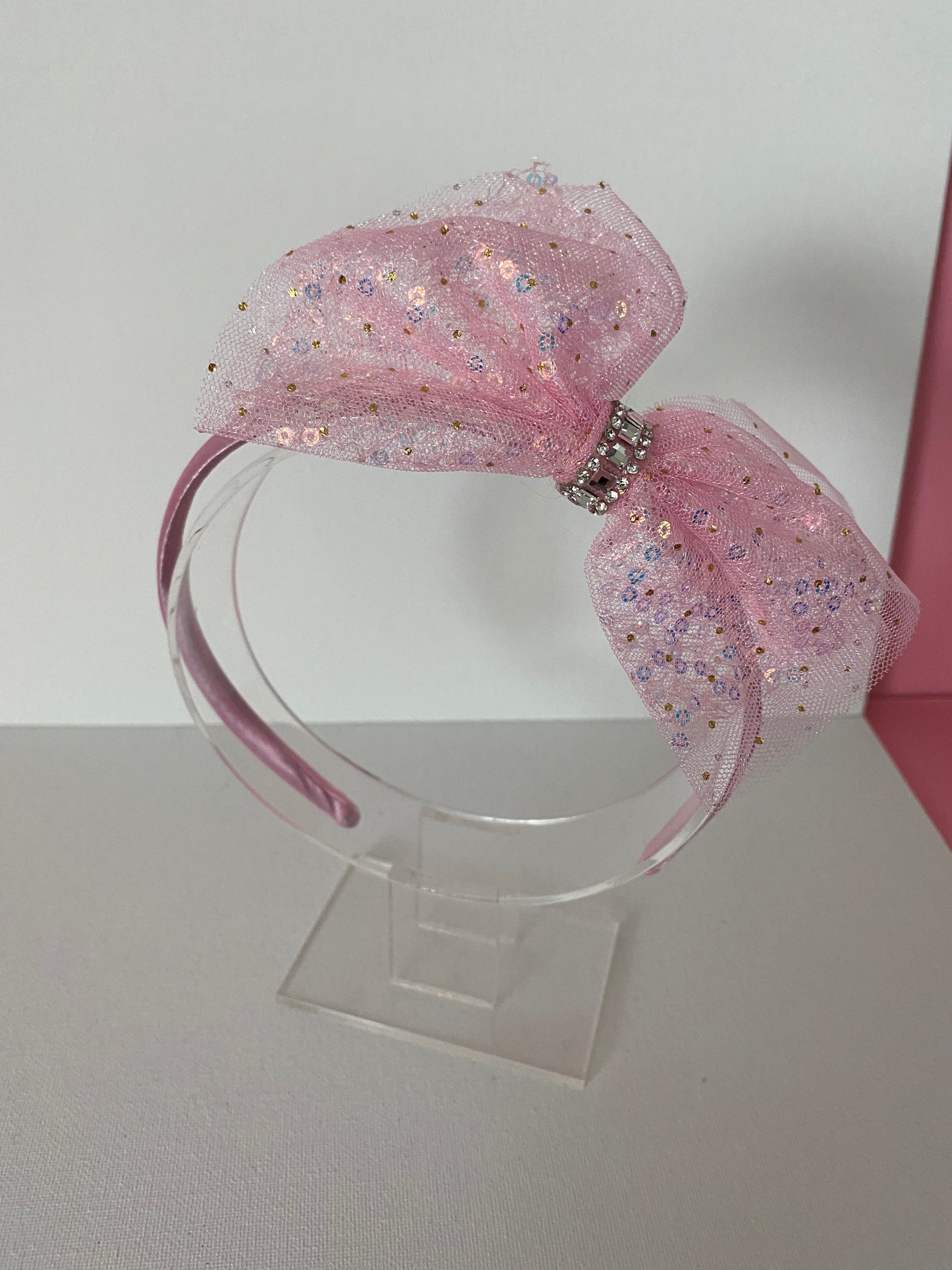 Girls Pink Bow Rhinestone   Headband