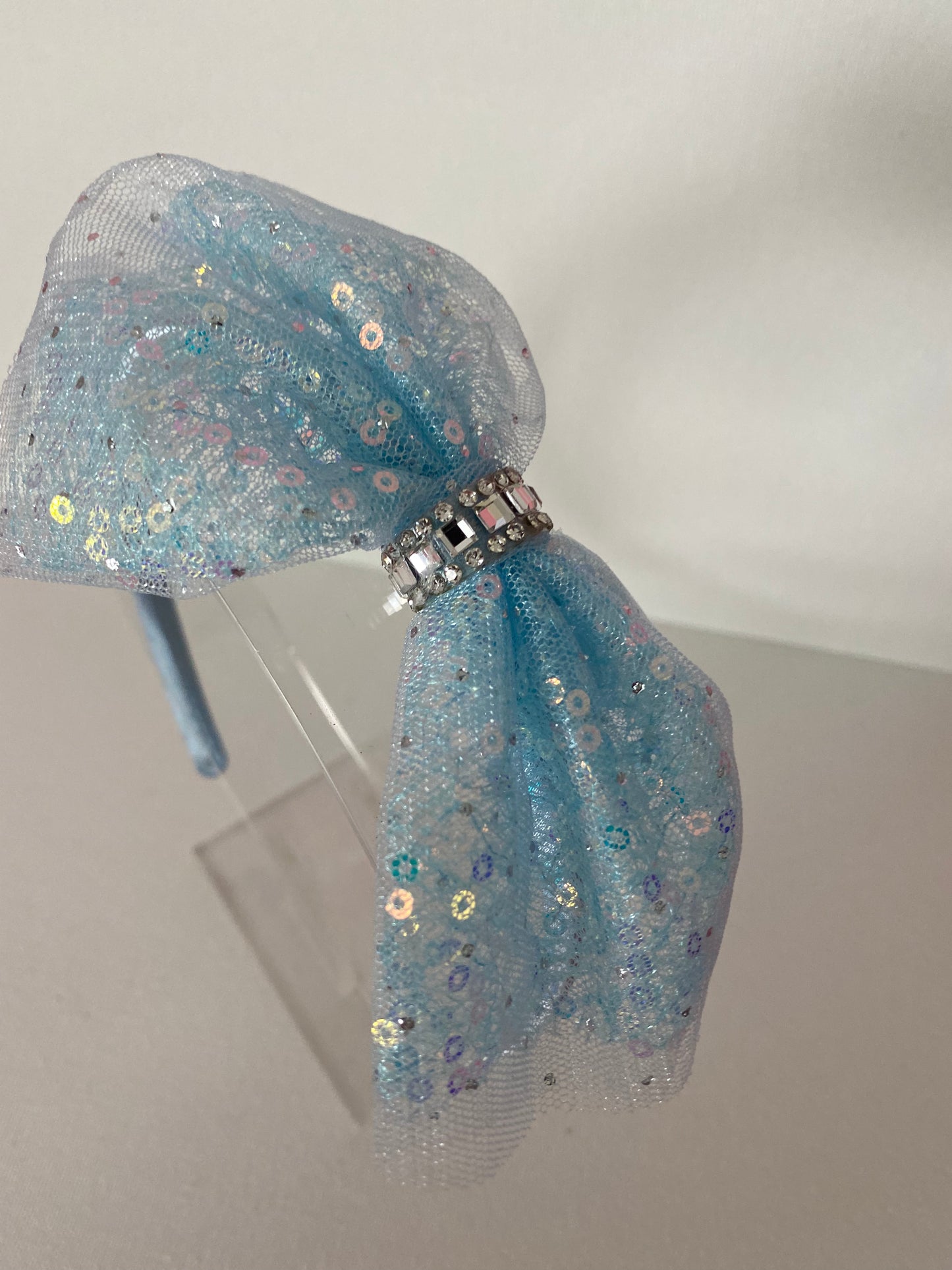 Girls Blue Bow Rhinestone Headband