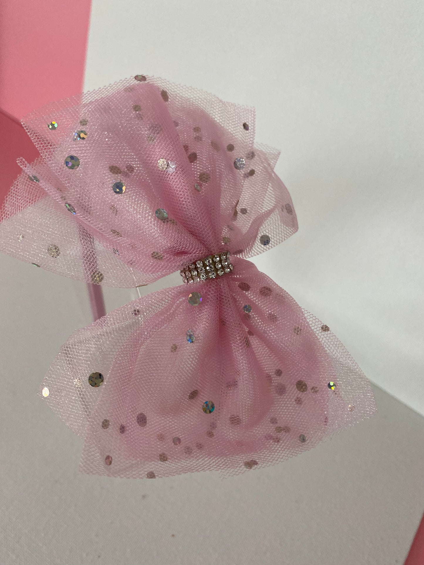 Girls Pink Bow Rhinestone Headband