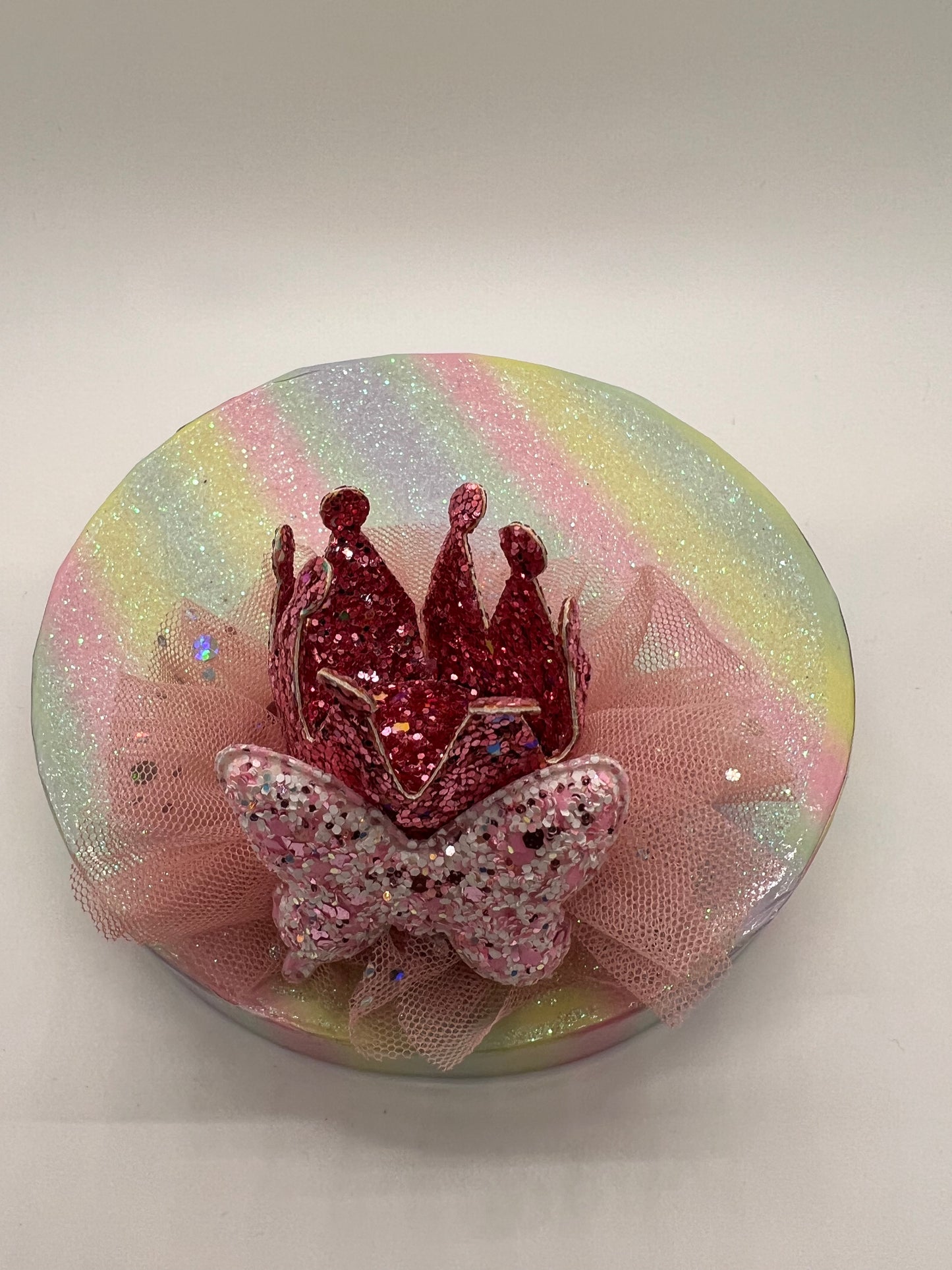 Girls Princess  Pink Gold  Crown Hair clip