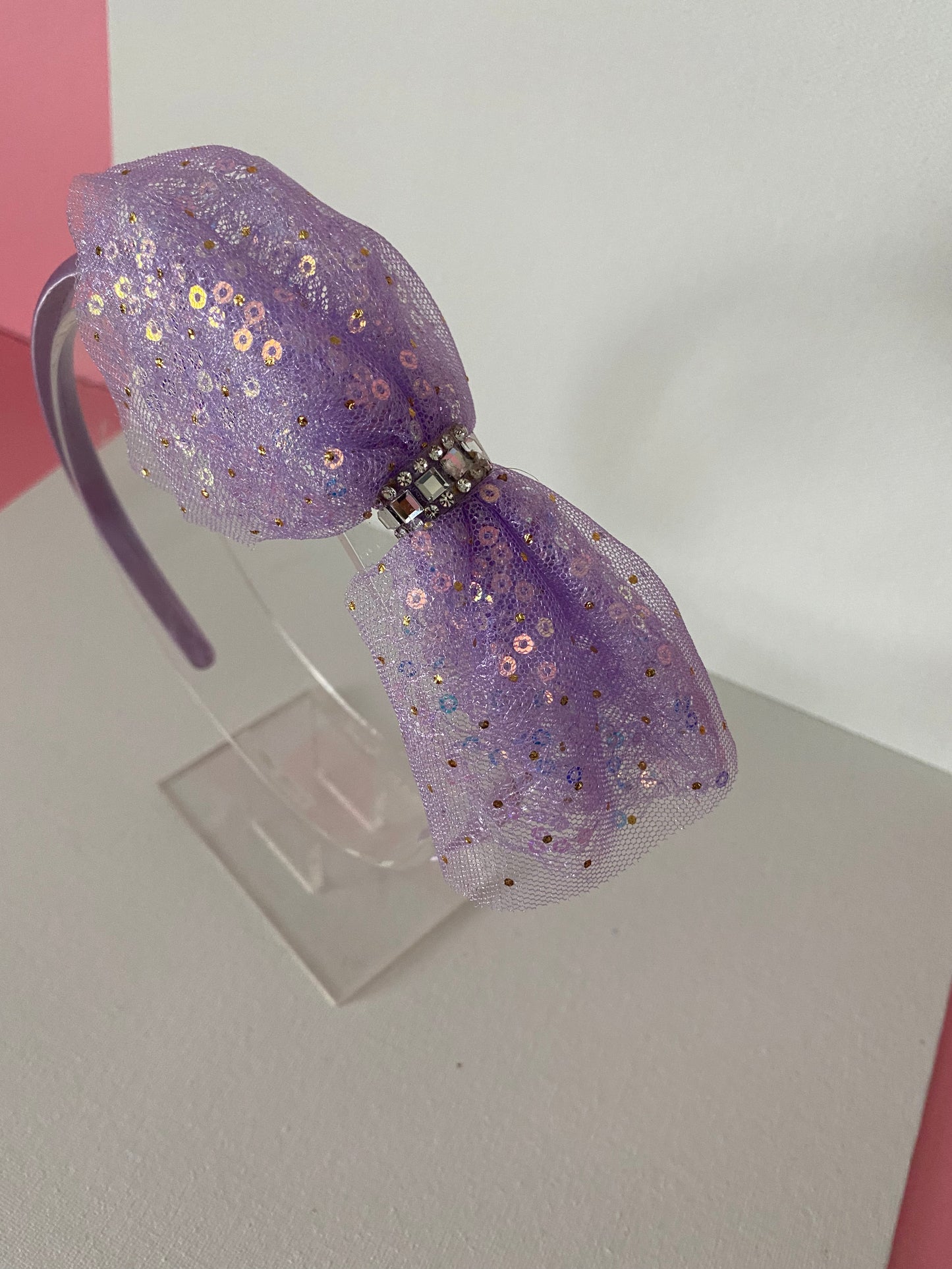 Girls Purple Bow Rhinestone Headband