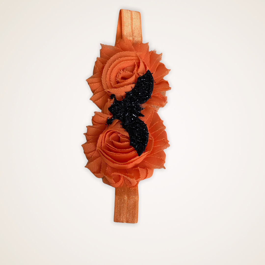 Halloween Bat orange Toddler Girl Bow Headband