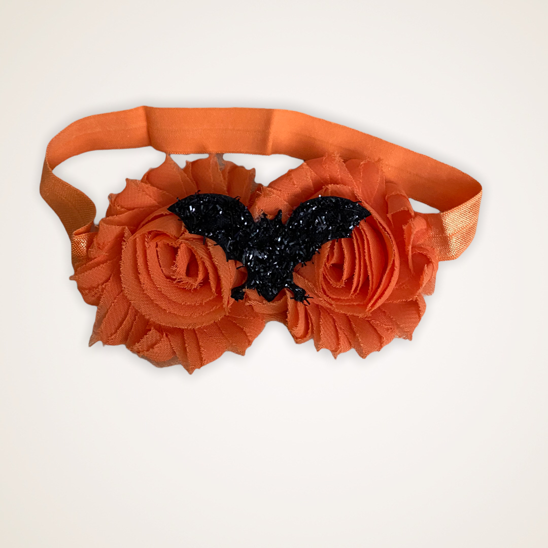 Halloween Bat orange Toddler Girl Bow Headband