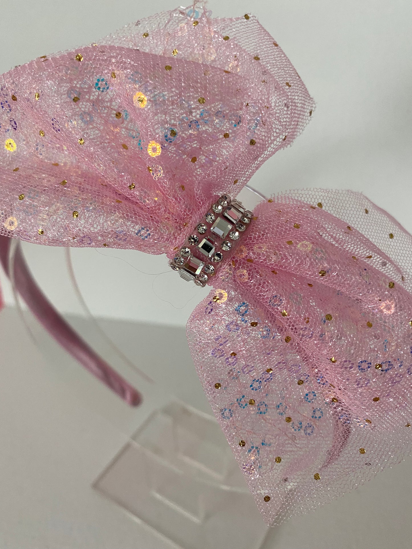 Girls Pink Bow Rhinestone   Headband