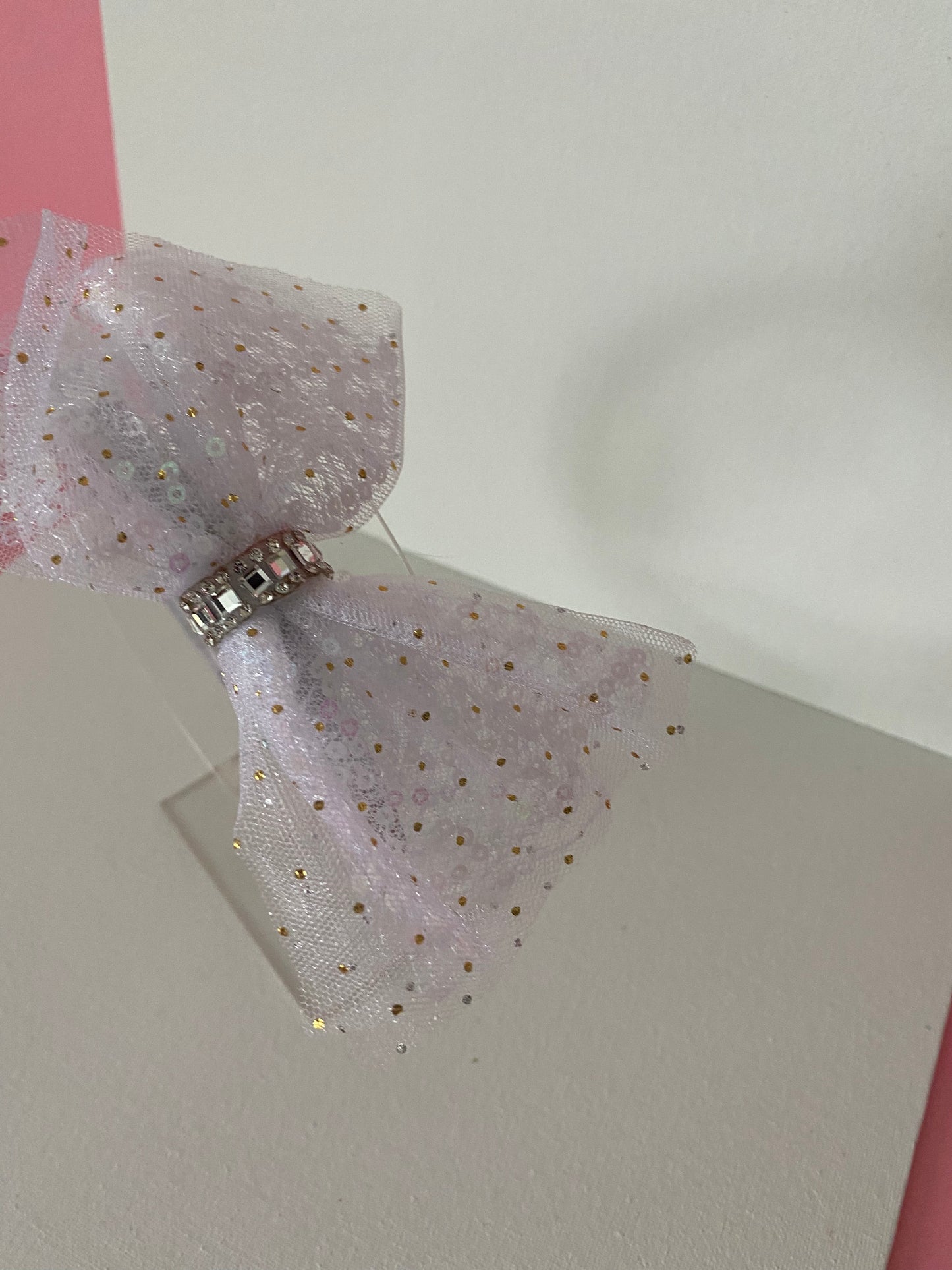 Girls White Bow Rhinestone Headband