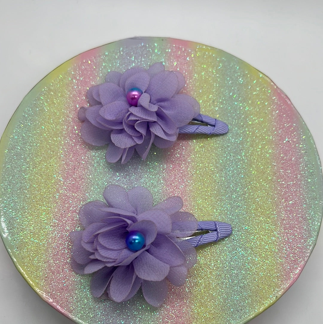 Purple Girls 2pc Flower Bow Girl Toddler Hair clip