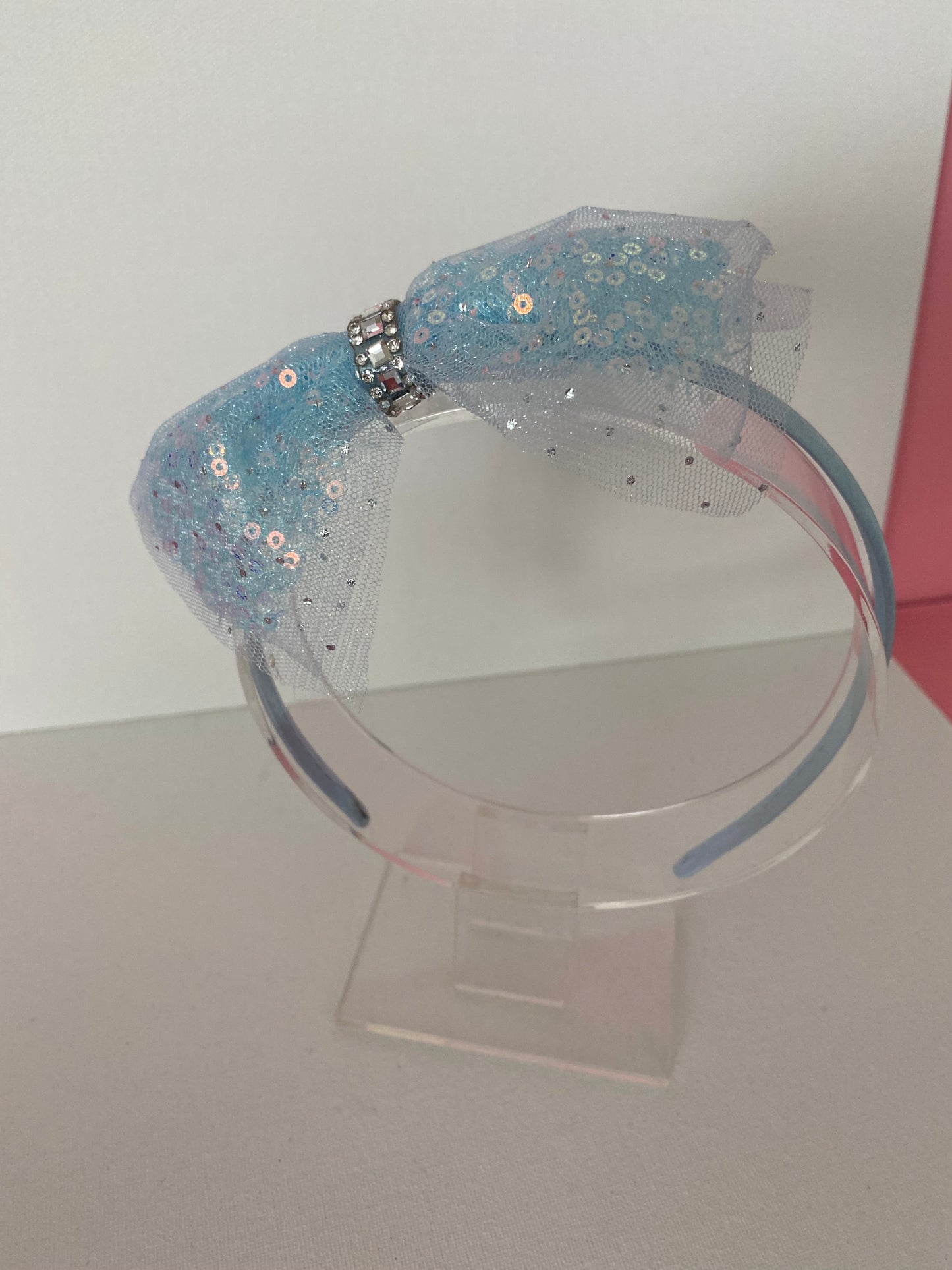 Girls Blue Bow Rhinestone Headband